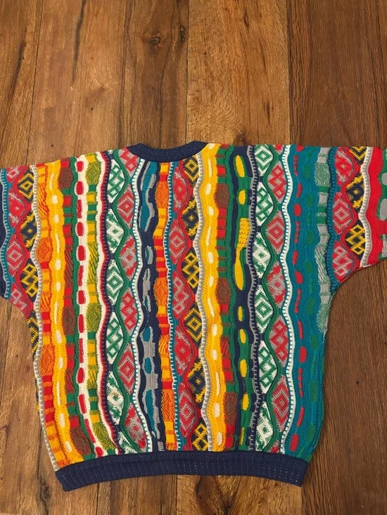 COOGI Navy Multicolor Open-Knit Crewneck Sweater - Picture 2 of 4